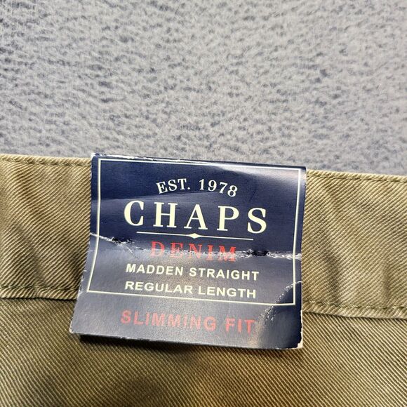 NWT Chaps Denim Pants Womans 12 Green Straight Leg Stretch Distressed - Picture 8 of 10